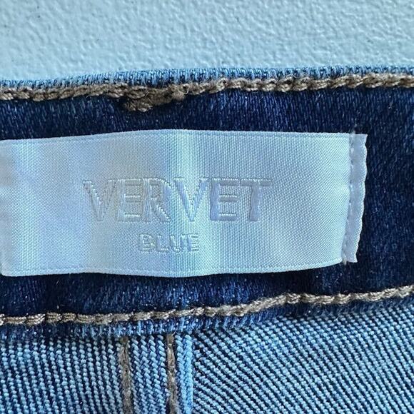 Vervet Blue Jeans Straight Leg Stretch Women’s Size 30 Raw Hem Dark Wash Denim - Picture 6 of 7